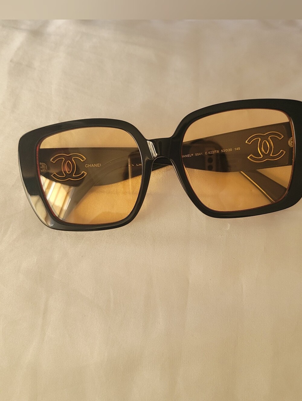 Black Frame Sunglasses with Orange Lenses - Picture 2 of 9